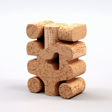 a high-quality photo showcasing a three-dimensional wood block puzzle from new zealand. this puzzle, named "315," is designed in the style of organic stone carvings, featuring symbolic abstractions and conceptual materiality. the photo captures the cracked and dusty piles, columns, and totems, providing a visually appealing representation of this unique puzzle. ai generatedの素材