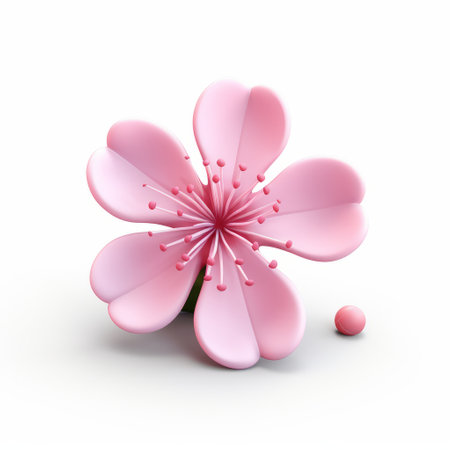 a pink flower with two beads is showcased in this image, rendered in the style of cinema4d. the cherry blossoms add a touch of elegance to the asymmetrical shapes, while the soft and rounded forms create a soothing and zen-inspired atmosphere. this single object captures the beauty of nature and the artistry of digital design. ai generatedの素材