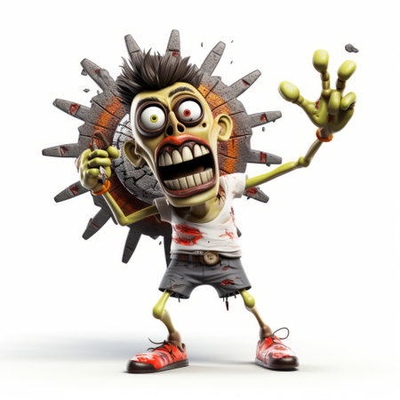 a zombie 3d illustration featuring a piratepunk-inspired open world. this humorous caricature showcases spiky mounds and intense movement expression. with xbox 360 graphics and daz3d, the artwork combines mechanical realism with a touch of fantasy. ai generatedの素材