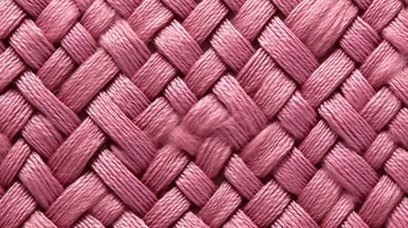 a pink braid with a pink background is showcased in this high-resolution image. the braid is intricately detailed with a crosshatching style, highlighting the use of natural materials and a traditional technique. this fiberpunk-inspired creation is wrapped elegantly, incorporating precious materials for a stunning visual effect. ai generatedの素材