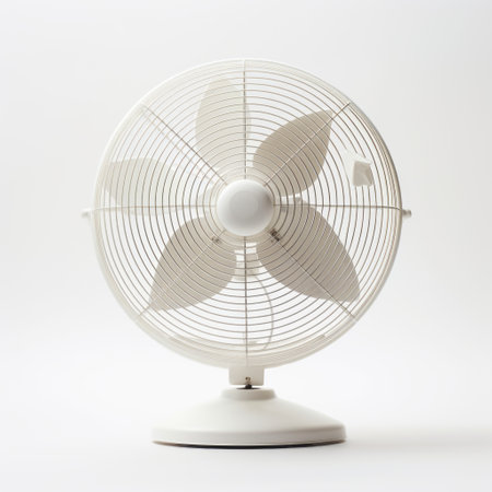 a small fan, placed on a plain background, showcases the booru style with hyperbolic expression. this thought-provoking image also serves as a commentary on race, yankeecore, and the contrasting colors of white and amber. the fan's realist lifelike accuracy adds to the intensity of the scene, evoking a sense of a heatwave. ai generatedの素材