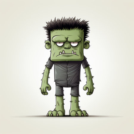 a halloween illustration featuring a cartoon character filled with fear. the character is depicted in a unique style, with light green and black colors, jagged edges, and a reinterpreted human form. the illustration has a dark and gritty atmosphere, with realistic details and grotesque caricatures. this spooky artwork can be found on flickr. ai generatedの素材