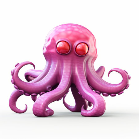 the octopus in this royalty-free stock photo (4579559) showcases a unique blend of realism and cartoonish style, reminiscent of the unreal engine 5. with its digitally enhanced features, the ocraw octopus stands out with its shiny, magenta-colored eyes and toy-like proportions. the high level of detail in this image makes it a visually captivating piece. ai generatedの素材