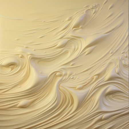 a large milky texture with swirling fluid clouds, resembling a relief sculpture. the light yellow color adds a touch of vibrancy to the scene. rendered in cinema4d, this artwork showcases brushstroke abstractions and hyper-realistic details. created by wlad safronow, the photorealistic detailing brings the image to life. ai generatedの素材