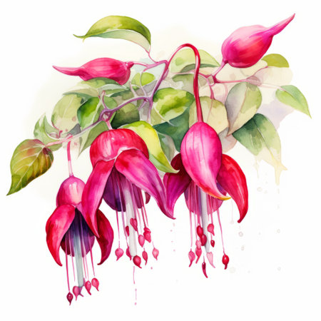 fuchsia illustration on a white background featuring aquarellist art of tonga. the vibrant colors of ceramic, emerald, and brown create a spectacular backdrop. this high-resolution, watermark-free image is perfect for various projects with its 300 dpi quality. the typography and shapes seamlessly blend together, while the absence of text within the picture allows for versatile use. ai generatedの素材