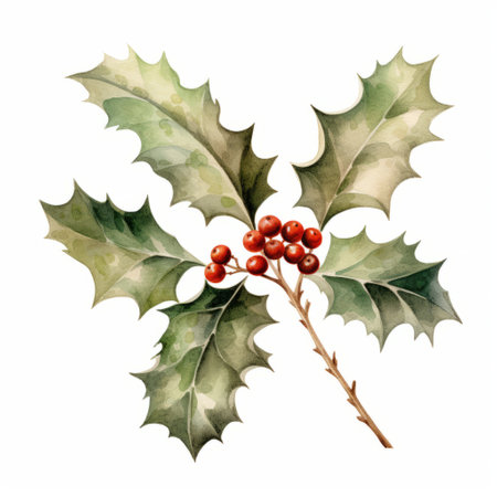 holly illustration on a white background featuring aquarellist art of tonga. the ceramic-inspired design showcases emerald and brown tones, creating a visually stunning backdrop. this high-resolution, watermark-free image is perfect for various creative projects, with its crisp 300 dpi quality. the typography and shapes seamlessly blend together, while the absence of text within the picture allows for versatile usage. ai generatedの素材