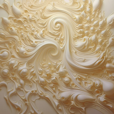 a white and beige artwork featuring swirly patterns, inspired by the style of zbrush. this realistic anamorphic art showcases multilayered surfaces and baroque dramatic lighting. the surrealistic detail and organic sculpting create fluid figures within the composition. ai generatedの素材