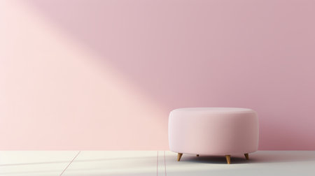 a stool placed in front of a vibrant pink wall, showcasing a photorealistic rendering style. the rounded shape of the stool adds a soft and inviting touch, while the atmospheric perspective creates a sense of depth. the monochromatic color scheme and the use of living materials contribute to a harmonious and visually pleasing composition. ai generatedの素材