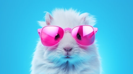 a photo of a hamster painted as a portrait, featuring a modernism-inspired style with light azure and pink hues. the artwork is reminiscent of the works of leanne surfleet and patrick brown, incorporating elements of light white and crimson. the playful coloration adds a touch of vibrancy to the image, reminiscent of the artistic movement known as hurufiyya. ai generatedの素材