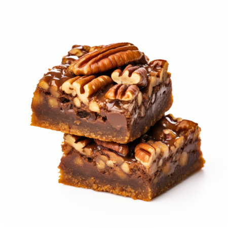 two stacked nut bars with icing are showcased in this photo, featuring a unique blend of masculine and feminine elements. the high level of detail and softbox lighting enhance the brown tones, creating a multilayered realism. the composition incorporates elements of quadratura, while maintaining a bold traditional aesthetic. ai generatedの素材