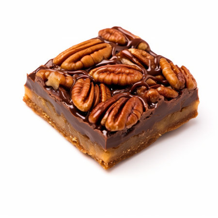 a graham cracker pecan bar with a dark brown and amber color, featuring distinctive noses and a nature-inspired camouflage design. this zany and shiny treat melds mexican and american cultures, adding an urban edge to its unique flavor. ai generatedの素材
