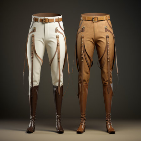 vintage-inspired leather jacket and pants featuring physically based rendering. the white and bronze color combination adds a touch of elegance. the inventive character designs by sergey musin and historical reproductions by sopheap pich showcase their artistic brilliance. the subtle color variations enhance the overall aesthetic appeal of this unique photo. ai generatedの素材