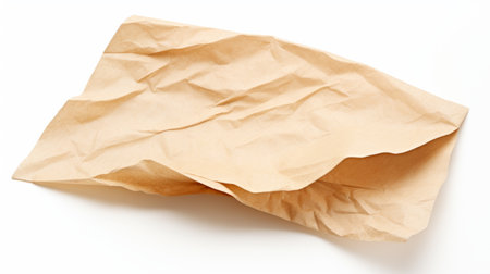 crumpled brown paper, inspired by the neo-plasticist style, is placed on a clean white background. this artistic composition, reminiscent of tumblewave aesthetics, raises ethical concerns. the elongated and vibrant appearance of the paper adds a lively touch to the overall image, evoking the works of alfred augustus glendening and benjamin sack. ai generatedの素材