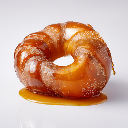 the doughnut, inspired by artists like mike campau, david burdeny, and others, is adorned with a luscious creamy glaze. its appearance is reminiscent of the captivating styles of dark amber and light amber, as well as the soft-focus technique. this delectable treat is captured in stunning 8k resolution, showcasing the intricate details and textures. indulge in the transavanguardia of flavors with this mouthwatering creation. aiの素材