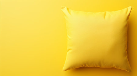 yellow pillow on a yellow table, featuring a clear background. this close-up, high-resolution photo showcases a minimalist style with a touch of colorful pop. rendered in cinema4d, it captures the essence of color field minimalism and creates a captivating minimalist still life composition. ai generatedの素材