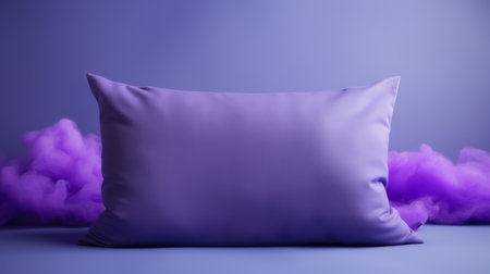 purple cloud pillow mock up featuring vibrant colorism and dramatic elongated design. this eye-catching 3d rendering showcases a saturated color field with captivating detail. the use of light purple and dark azure fabric creates a striking contrast, while the matte finish adds a touch of elegance. perfect for those seeking unique and stylish pillows for sale. ai generatedの素材