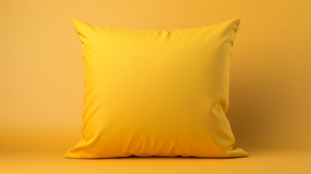 a yellow pillow is showcased on a vibrant yellow background, featuring sharp and vivid colors. this zbrush-style photo captures the vibrant color usage and showcases the intricate details in 32k uhd resolution. ai generatedの素材