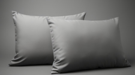 gray pillow cushions with a realistic hyperrealism style are showcased against a grey background. this 32k uhd photograph features a low depth of field and a matte finish, capturing the essence of environmental awareness. the image is presented in stunning 8k resolution, highlighting the intricate details of the cushions. ai generatedの素材
