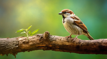 birds perched on a forest branch, showcasing expressive body language. the artwork by matthias haker features a combination of light white and dark brown tones. inspired by tranquil gardenscapes, the birds exhibit strong facial expressions. this piece shows influences of precisionism with its use of light emerald and maroon hues. ai generatedの素材