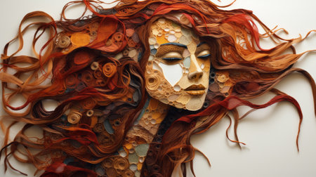 a paper sculpture of a woman, created in an earthy palette, showcases the unique style of artists lilia alvarado and matthias haker. this vibrant and textured piece, influenced by net art, captures the twisted imagination of gail simone. ai generatedの素材