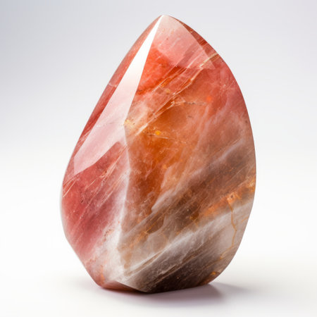 a yellow stone, with smooth and curved lines, rests on a white background. its vibrant color exudes youthful energy, while its monumental form captivates with hard-edged shapes. made of crystals, this stone showcases a unique blend of light red and brown hues, reminiscent of light indigo. ai generatedの素材