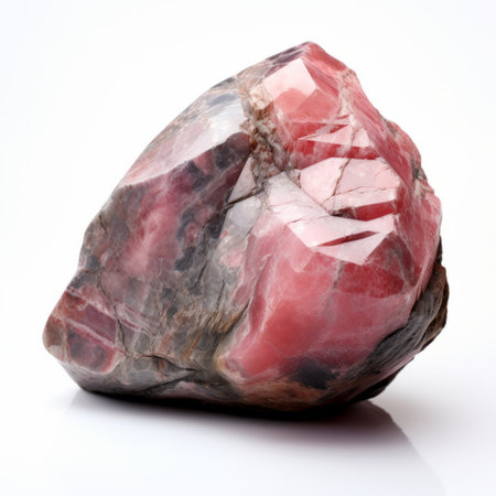 a photo of a rhodolite mineral found in canada, showcasing its unique style of light orange and gray hues. the mineral is infused with symbolism and is often used in marble sculptures. the photo captures the beautiful combination of light sky-blue and red colors, enhanced by the sabattier effect. the mineral represents a connection to paleocore and is crafted using traditional techniques. ai generatedの素材