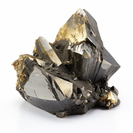 black and gold rocks, featuring a striking combination of gold and rock elements, are showcased against a clean white background. the image captures a stark and unfiltered style, with a mix of light silver and dark azure tones. the overall composition exudes youthful energy and is reminiscent of the caffenol developing technique. inspired by the works of peder balke, the photo incorporates dark silver andの素材