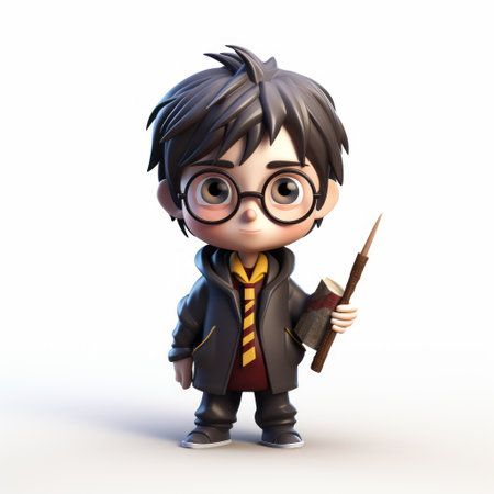 harry potter kids model in 3d, featuring the beloved characters from the harry potter series. this playful cartoon illustration style, created by goro fujita, captures the essence of the characters. with back button focus and sharp satire, these eye-catching models by bill gekas are simple yet captivating. ai generatedの素材