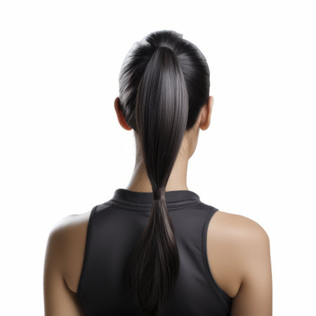 athlete woman's hair isolated on white stock photo featuring a uhd image with a traditional chinese style. the hair is dark black and black, creating a minimalist aesthetic. the photo is captured with back button focus, showcasing the athlete's hair with opacity and translucency. this image may evoke controversial discussions. ai generatedの素材