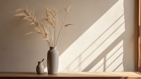 a minimalistic japanese-style door on a hemp table is captured next to a window in this photograph. the black and ivory color scheme creates a sparse and simple yet whimsical ambiance. the image, taken by an interior design photographer using a canon eos r5, showcases a lot of detail in the objects. with a touch of film grain and a cinemotographic feel, this 32k uhdの素材