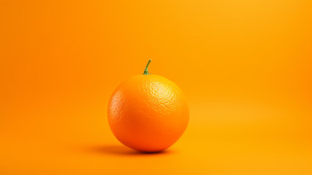 an orange fruit sits on a vibrant orange background, showcasing minimal retouching and a 3d effect. the image features focus stacking and contrasting light and shadow, creating an organic sculpting effect. the scene is exaggerated and vibrant, following the style of sanriocore. ai generatedの素材