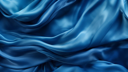 blue silk fabric texture retouched by krista boana. luxurious drapery style with fluid and flowing lines. vibrant color contrasts create a soft and dreamy atmosphere. the glossy finish enhances the wavy resin sheets, showcasing gorgeous colors. ai generatedの素材