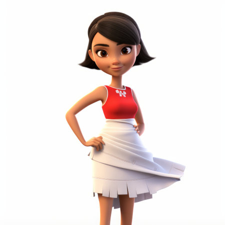 disney character model girl rendered in cinema4d, showcasing a vibrant blend of light red and white colors. this uhd image captures the essence of oscar niemeyer's architectural style, complementing the schoolgirl lifestyle and indian pop culture influences. inspired by the renowned artist tarsila do amaral, this visually stunning depiction merges various elements seamlessly. ai generatedの素材