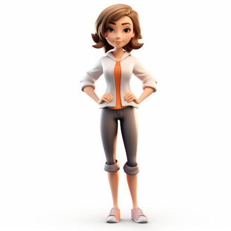 a girl character stands alone in a white background, showcasing highly detailed figures in a sleek and stylized manner. this uhd image captures the essence of punctuated caricature, reminiscent of xbox 360 graphics. the lyon school influence is evident in the meticulous detail and overall artistic style of the illustration. ai generatedの素材