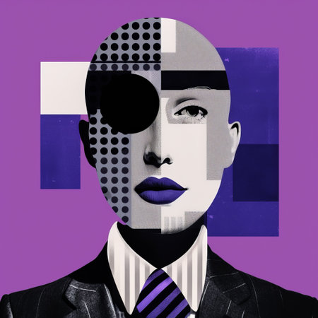 a captivating piece of art featuring a woman's face and another face, created in a unique style of dark violet and dark navy colors. this artwork showcases elements of corporate punk and layered collages, inspired by the works of cody ellingham, buckminster fuller, and digitally enhanced by yosuke ueno. ai generatedの素材