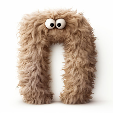 a white hairy letter with large eyes is captured in this national geographic photo. the cartoonish character design features twisted and soft rounded forms, showcasing its raw vulnerability. the dark beige color adds to the overall aesthetic. this captivating image can be found on flickr. ai generatedの素材