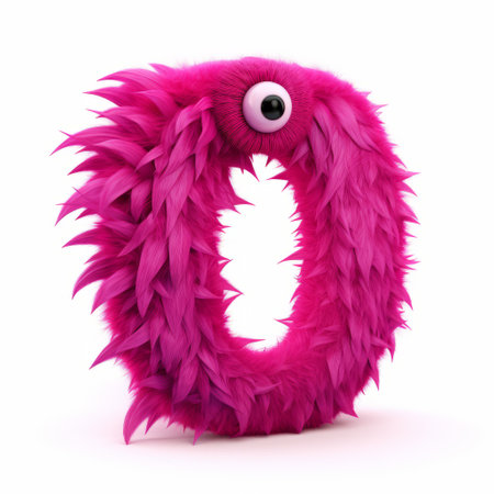 an orange fluffy monster with pink companions, captured in experimental typography style by oliver wetter. the vibrant magenta creatures stand out against a clean white background, creating a visually striking image. this macro lens photograph showcases the intricate details of the monsters, while the letterboxing effect adds a unique touch. the composition evokes a sense of curiosity and playfulness, reminiscent of a security camera capturingの素材