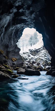a snowy path mountain in iceland's hardangerfjord road to the k2, captured in a minimalist style with a tamron 200-500mm f/5-6.3 di ld if lens. the image features a tilbuinn snowman and old-fashioned telephones, creating a symmetrical arrangement reminiscent of gothic fiction grandeur. the animated gif-like effect adds an isle of dogs-esque touch to the scene, while the typography remains minimalist. ai generatedの素材