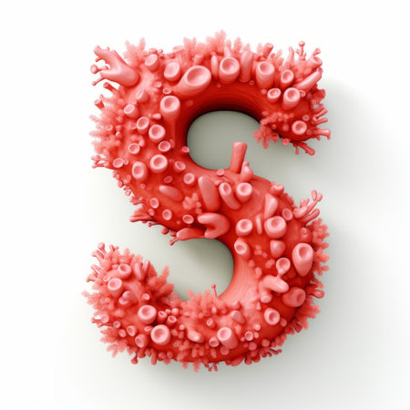 a red letter "s" stands out in this photo, crafted from the top of the alphabet wikipedia. the design showcases hyperrealistic marine life and organic forms, with muted tones. influenced by nanopunk, reefwave, bryce 3d, and medical imaging film, the attention to detail is remarkable. ai generatedの素材