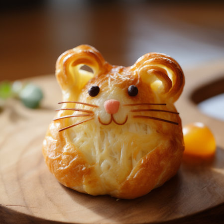 a cute and creative pastry made in the shape of a mouse, using eggs as the main ingredient. this adorable treat is perfect for animal lovers and adds a touch of whimsy to any dessert table. the mouse-shaped eggs pastry is sure to delight both kids and adults alike. ai generatedの素材