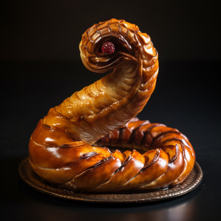 the conch desserts is a stunning cake that showcases the artistic influences of dark surrealism, cobra, photobashing, james tissot, and sculptural aesthetics. with its byzantine-inspired design and the use of figura serpentinata, this cake is not only visually appealing but also a true work of art. ai generatedの素材