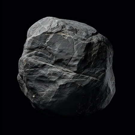 black rocks on a black background, captured in the style of scanner photography. the realistic forms of the rocks create a whistlerian aesthetic, reminiscent of national geographic photos. this captivating image, rendered in maya, showcases oversized objects with intriguing creases. ai generatedの素材
