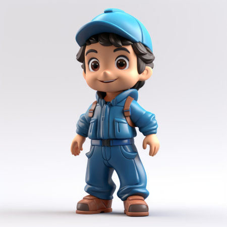 a photo of a 3d printed blue and white boys' figurine, featuring charming character illustrations. the realistic portrayal showcases the utilitarian design, created using common materials. captured with a nikon d750, the soft lighting enhances the kidcore aesthetic of the image. ai generatedの素材
