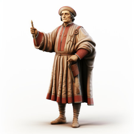 3d printed model of john thomas, inspired by the style of jean fouquet. this polychrome terracotta sculpture by oliver wetter captures the essence of historical illustration. with a spontaneous gesture reminiscent of bartolome esteban murillo's works, this hieratic visionary piece is a stunning blend of art and technology. ai generatedの素材