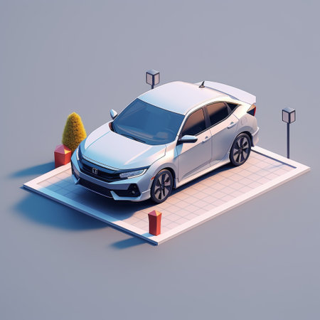 the honda civic is showcased in a captivating isometric view, highlighting its sleek design and modern features. this photo captures the essence of the honda civic, merging style, innovation, and performance seamlessly. with its iconic silhouette and cutting-edge technology, the honda civic is a true embodiment of automotive excellence. ai generatedの素材