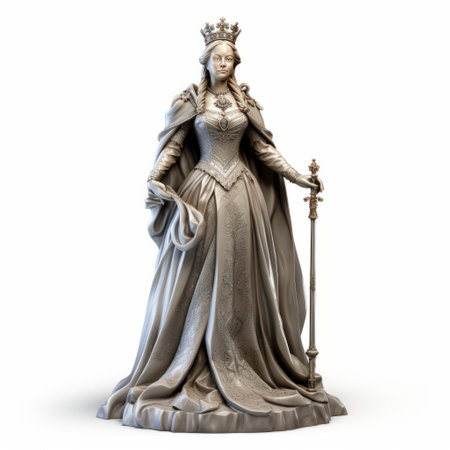 3d queen victoria, a full-body representation, is showcased on a white isolated background. ai generatedの素材