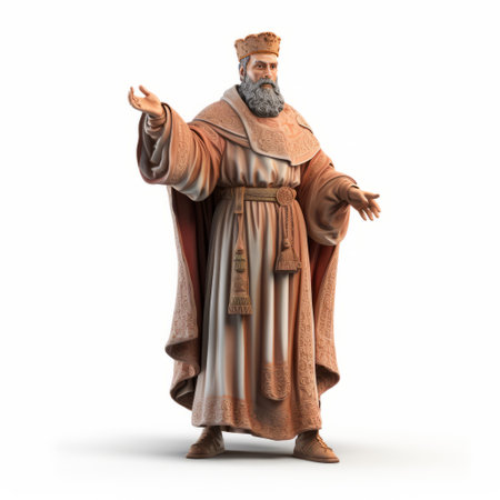 saint peter lorenzio, a statue (cgt42979) in the style of cinema4d rendering, depicts an isolated figure with orange and brown tones. this realistic and detailed sculpture showcases loose gestures, reminiscent of the kushan empire. its aesthetic resembles that of a captivating storybook illustration. ai generatedの素材