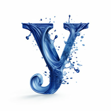 blue water splash illustration of the letter y, inspired by the style of vincent callebaut. this realistic artwork showcases meticulous attention to detail, reminiscent of bill viola's expressive characters and james nares' loose and fluid forms. perfect for a website or any creative project. ai generatedの素材