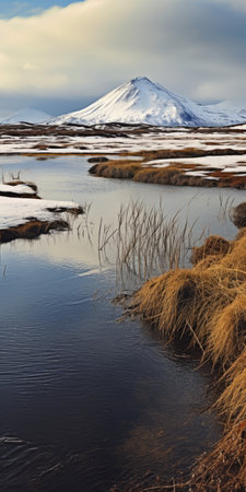 a mesmerizing photo captures the enchanting beauty of a swamp in iceland, surrounded by the fensfjorden road leading to the majestic gasherbrum i mountain. the snowy cliffs of kangchenjunga add a touch of winter sports adventure to the scene. this animated gif-style image showcases the versatility of the tamron 18-400mm f/3.5-6.3 di ii vc hld and the 24mm f/2.8 di iii osd m1:2 lenses. theの素材