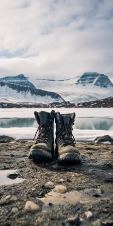tundra in iceland, trollfjord road, cho oyu expressway, st. helens snowy mountain, boots, animated gifs, tamron 28-300mm f/3.5-6.3 di vc pzd 24mm f/2.8 di iii osd m1:2 lens, minimalist typography, moonrise kingdom-esque style, brass candlesticks, gothic fashion grandeur, symmetrical arrangement. ai generatedの素材